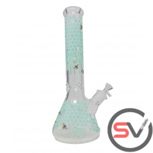 HONEYCOMB GLASS BEAKER With ICE CATCHER 14inch - GREEN